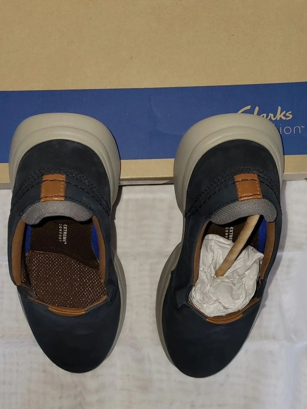 Clarks Men’s Bradley Navy Slip-On Comfort Shoe